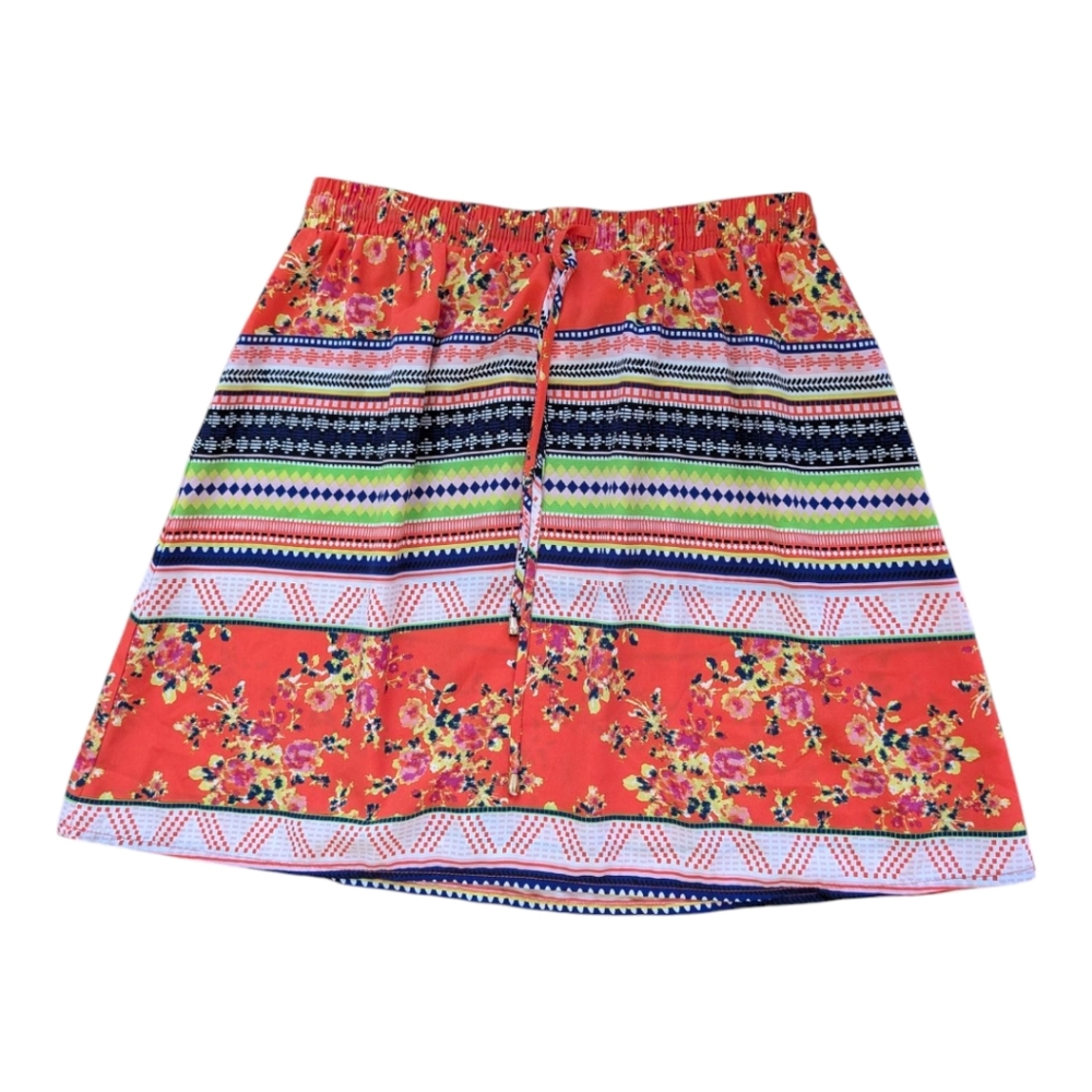 Xhilaration Floral Multicolor Striped Skirt Size Medium